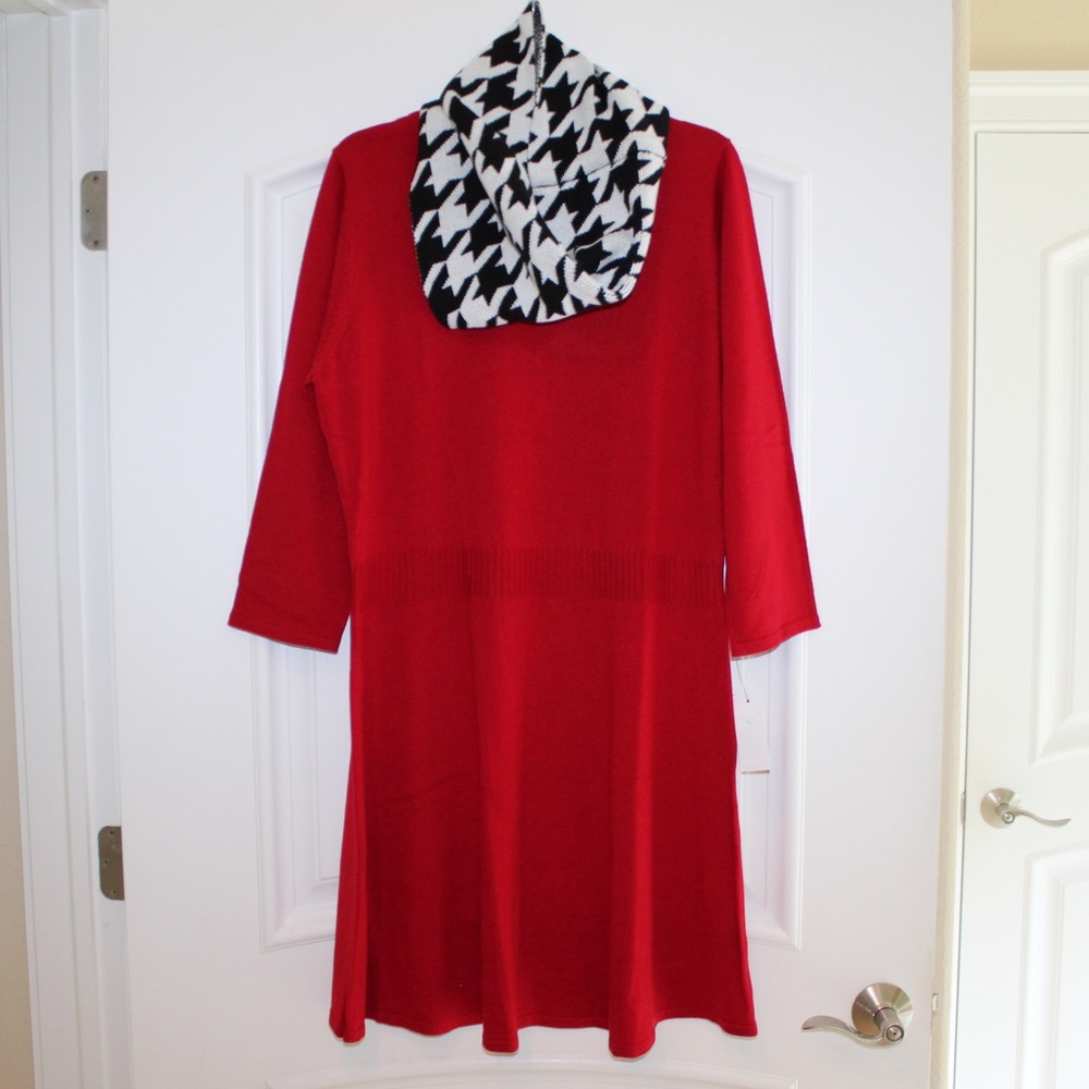 AB Studio red sweater dress with scarf (NWT) (size women’s XL)